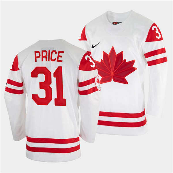 Men's Canada Hockey #31 Carey Price 2022 Beijing Winter Olympic White Stitched Jersey